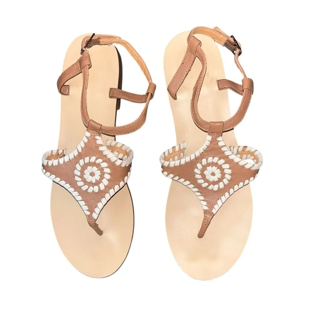 Jack Rogers women’s Maci Brown and White Sandals size 6.5 - Picture 2 of 7